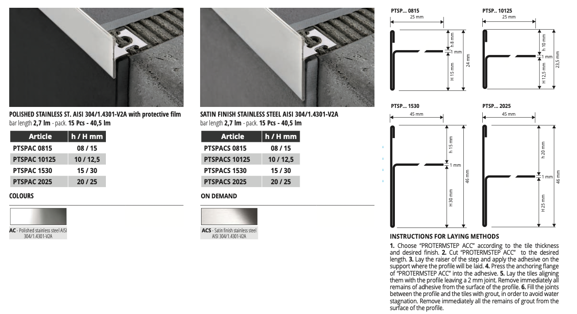 Dimension: bar length 2,7 lm - pack. 15 Pcs - 40,5 lm